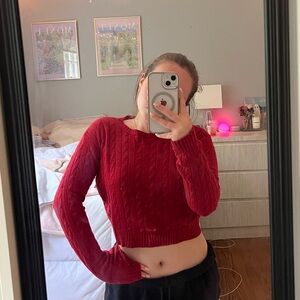 Brandy Melville Red Cable Knit Sweater